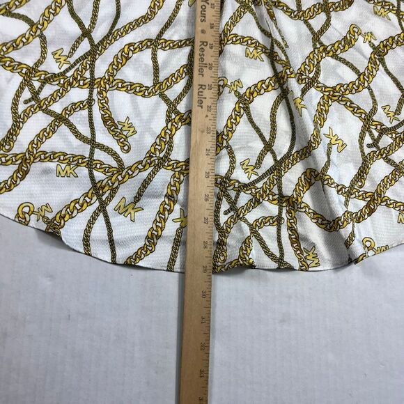 Michael Kors Logo Chain Print Blouse V-Neck Classic Bold Short Sleeve Top 3X - Picture 6 of 10